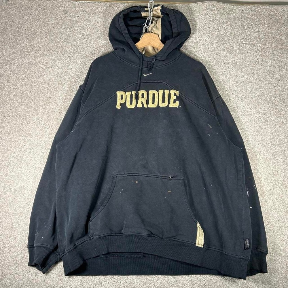 Vintage Nike Purdue Boilermakers center swoosh distressed college hoodie